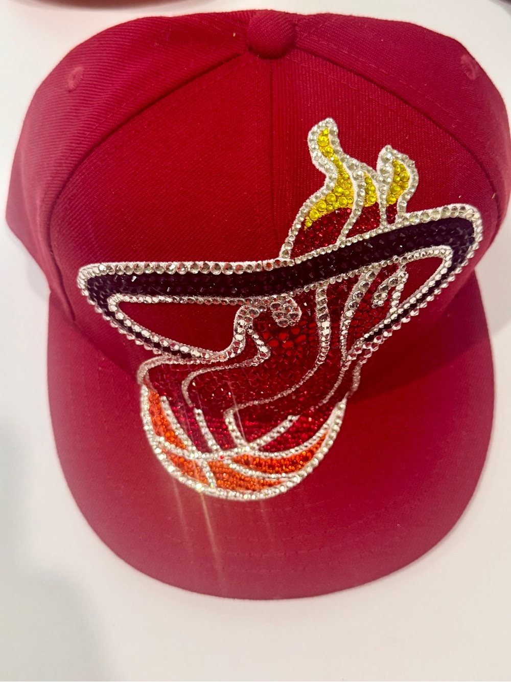 Miami Heat M&N Big Logo Custom Bling Rhinestone Snapback Hat